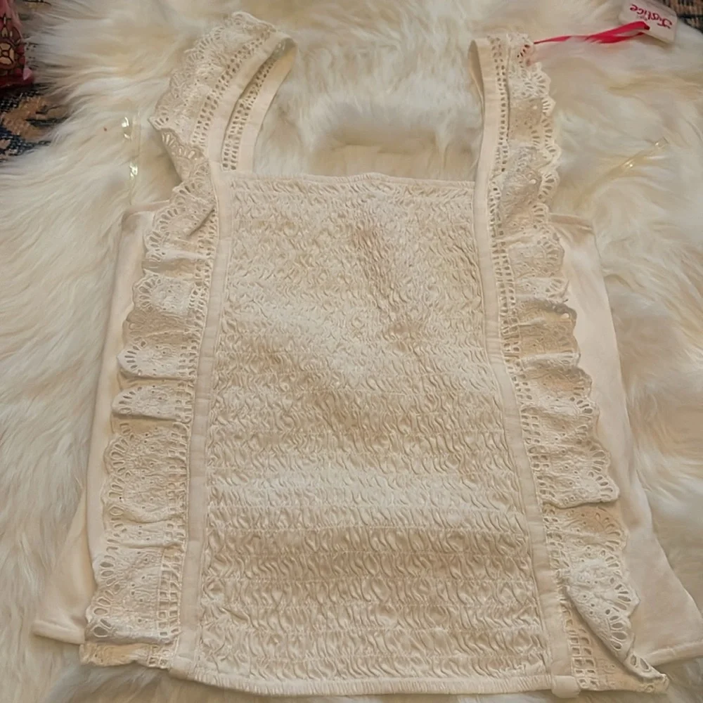Girls Justice Smocked Ruffle Lace Garment Tank Top